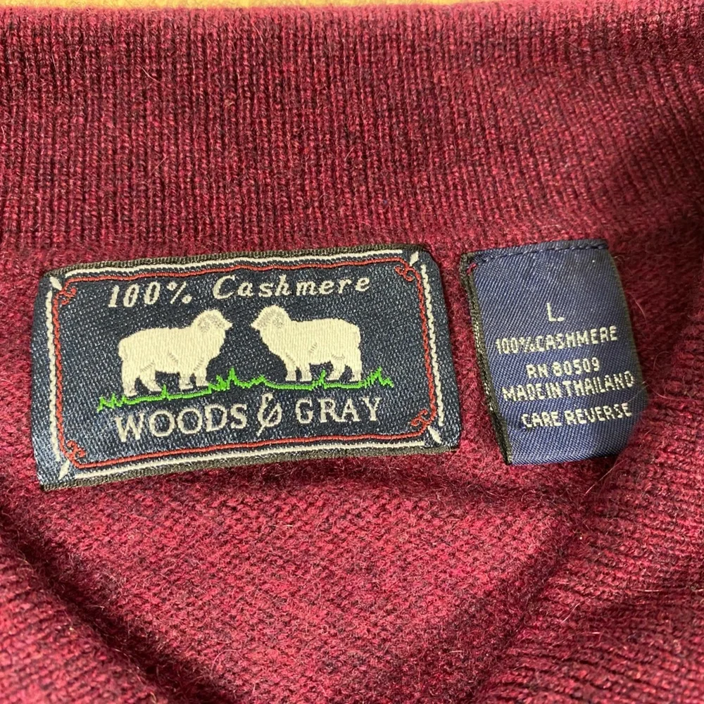 Woods & Gray 100% Cashmere Burgundy Polo Sweater Men’s size XL